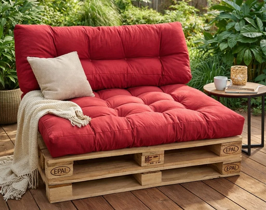 Set perne grădină ”Pallet Soft Seating” Roșu