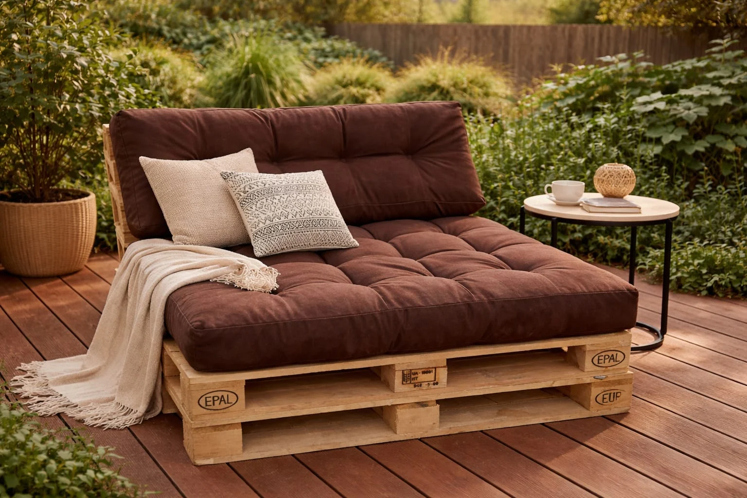 Set perne grădină ”Pallet Soft Seating” Maro