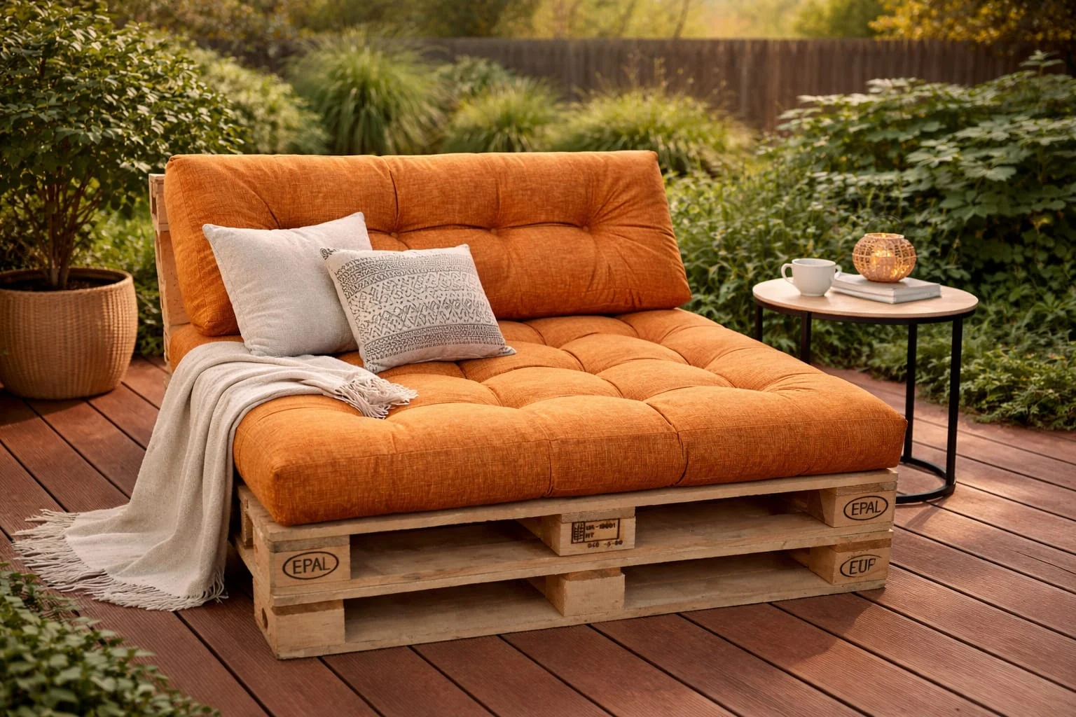 Set perne grădină ”Pallet Soft Seating” Orange